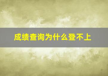 成绩查询为什么登不上