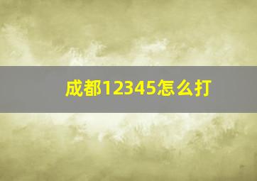 成都12345怎么打