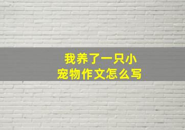 我养了一只小宠物作文怎么写