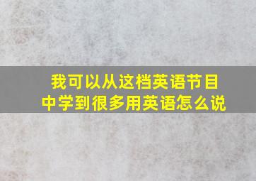 我可以从这档英语节目中学到很多用英语怎么说