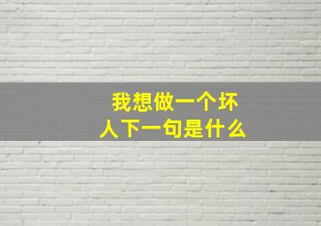 我想做一个坏人下一句是什么