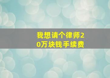 我想请个律师20万块钱手续费