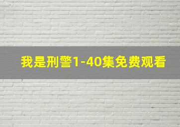 我是刑警1-40集免费观看