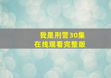 我是刑警30集在线观看完整版