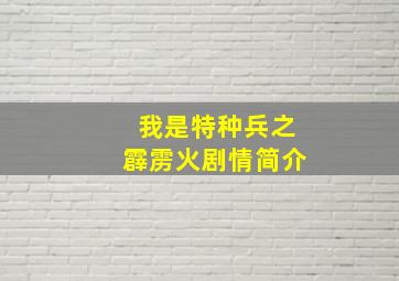 我是特种兵之霹雳火剧情简介