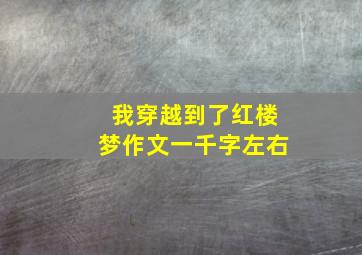 我穿越到了红楼梦作文一千字左右