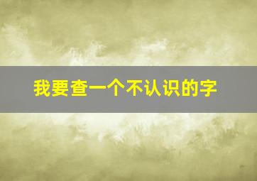 我要查一个不认识的字