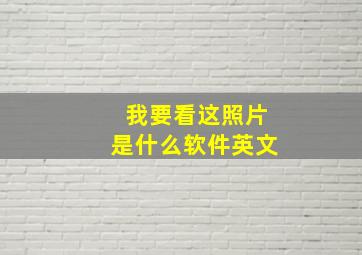 我要看这照片是什么软件英文