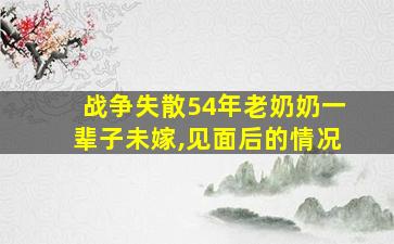 战争失散54年老奶奶一辈子未嫁,见面后的情况