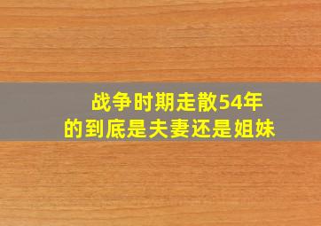 战争时期走散54年的到底是夫妻还是姐妹