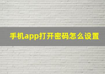 手机app打开密码怎么设置