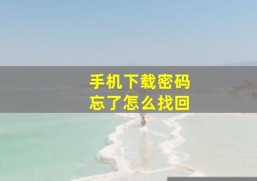 手机下载密码忘了怎么找回