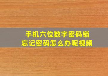 手机六位数字密码锁忘记密码怎么办呢视频