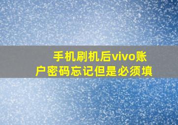 手机刷机后vivo账户密码忘记但是必须填