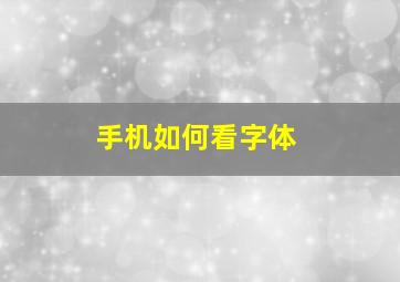 手机如何看字体