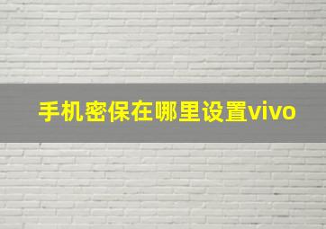 手机密保在哪里设置vivo