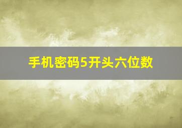 手机密码5开头六位数