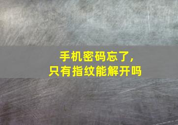 手机密码忘了,只有指纹能解开吗