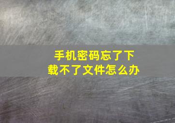 手机密码忘了下载不了文件怎么办