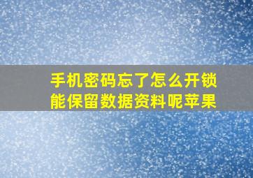 手机密码忘了怎么开锁能保留数据资料呢苹果