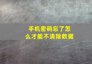 手机密码忘了怎么才能不清除数据