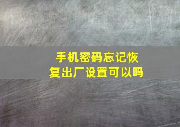 手机密码忘记恢复出厂设置可以吗