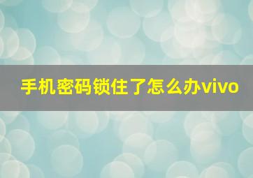 手机密码锁住了怎么办vivo