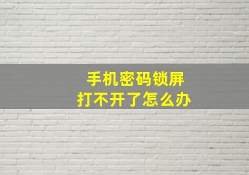 手机密码锁屏打不开了怎么办