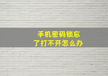 手机密码锁忘了打不开怎么办