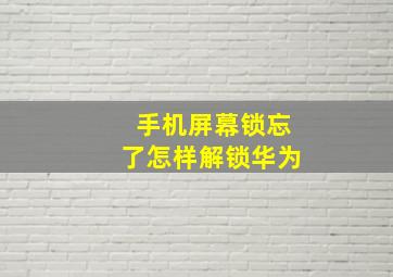 手机屏幕锁忘了怎样解锁华为