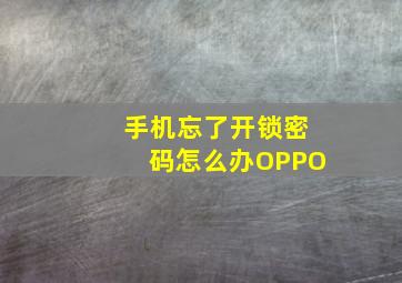 手机忘了开锁密码怎么办OPPO