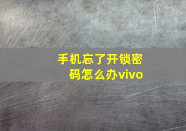 手机忘了开锁密码怎么办vivo