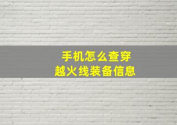 手机怎么查穿越火线装备信息