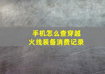 手机怎么查穿越火线装备消费记录