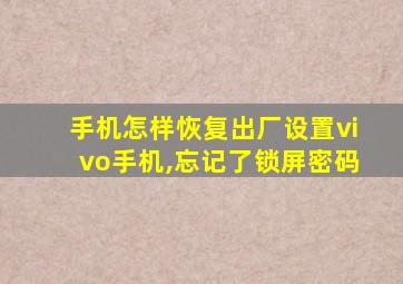 手机怎样恢复出厂设置vivo手机,忘记了锁屏密码