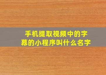 手机提取视频中的字幕的小程序叫什么名字