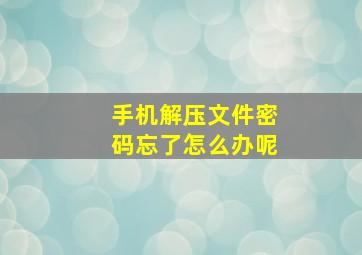 手机解压文件密码忘了怎么办呢