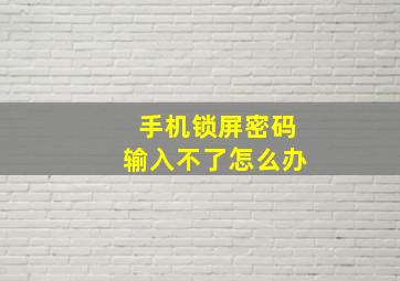 手机锁屏密码输入不了怎么办