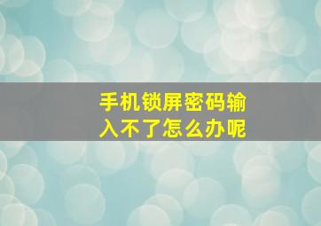 手机锁屏密码输入不了怎么办呢