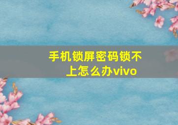 手机锁屏密码锁不上怎么办vivo