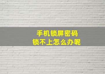 手机锁屏密码锁不上怎么办呢