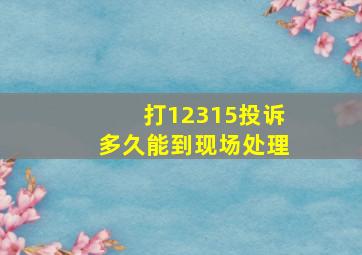 打12315投诉多久能到现场处理