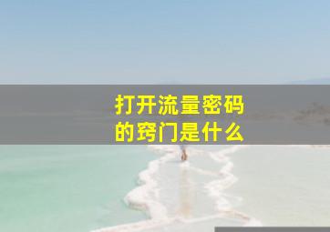 打开流量密码的窍门是什么