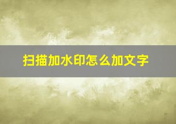 扫描加水印怎么加文字