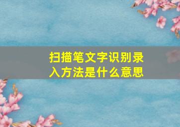 扫描笔文字识别录入方法是什么意思