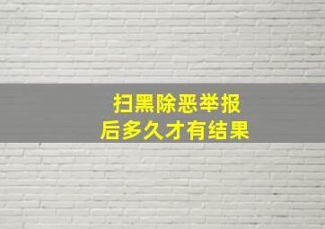 扫黑除恶举报后多久才有结果