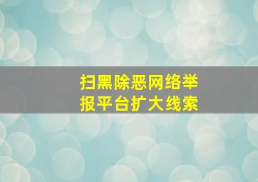 扫黑除恶网络举报平台扩大线索