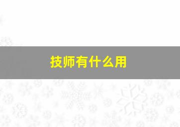 技师有什么用