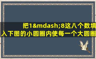 把1—8这八个数填入下图的小圆圈内使每一个大圆圈