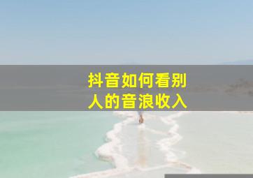 抖音如何看别人的音浪收入